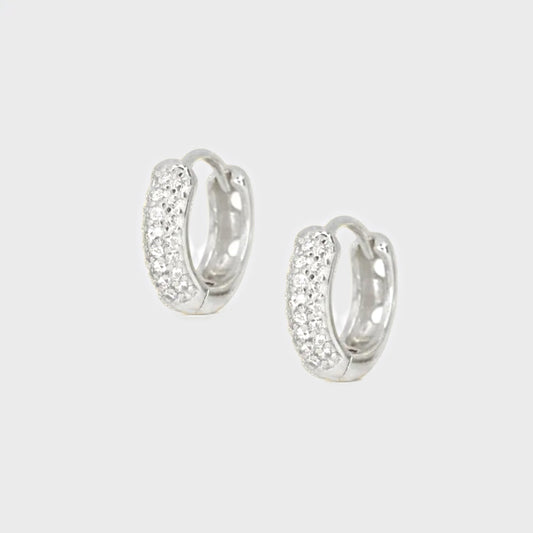 Mini Sparkly Hoops Small Silver